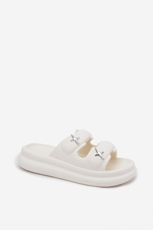 Lengvos šlepetės Moteriškos šlepetės su platforma dramblio kaulo spalvos FaloĮena