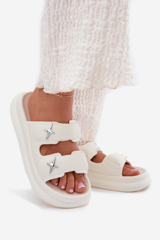 Lengvos šlepetės Moteriškos šlepetės su platforma dramblio kaulo spalvos FaloĮena