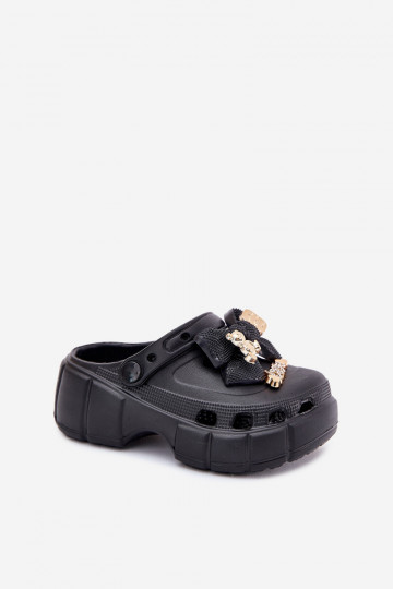 Šlepetės Vaikiški Vaikiški Lengvos šlepetės su kaspinais I Ozdobami juodos spalvos Selvana