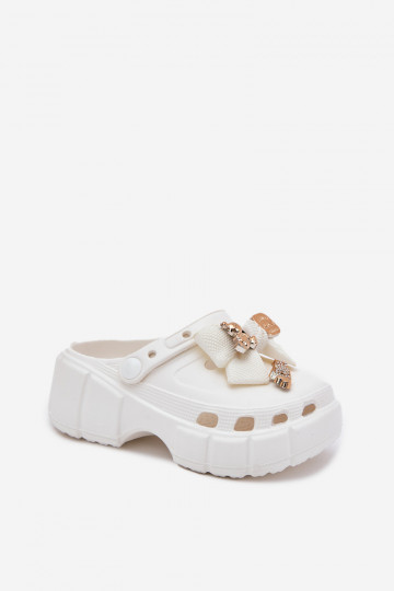 Šlepetės Vaikiški Vaikiški Lengvos šlepetės su kaspinais I Ozdobami baltos spalvos Selvana