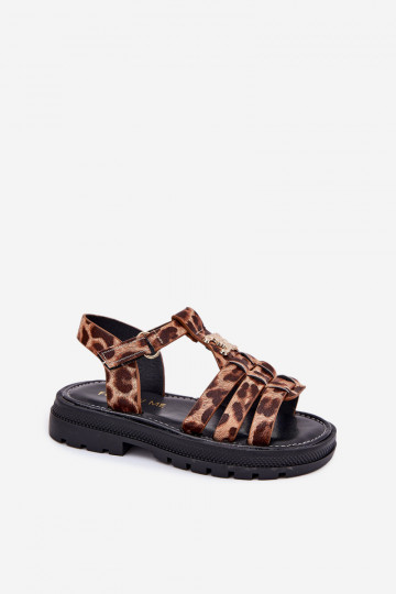 Vaikiški sandalai su puošniomis detalėmis ir leopardo kailio raštais 2