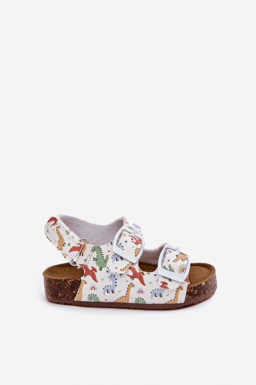 Vaikiškos basutės Ant kamštinio pado su sagtimis Dinozaurasai įvairių spalvų Thessa Vaikiškos basutės Ant kamštinio pado su sagtimis Dinozaurasai įvairių spalvų Thessa