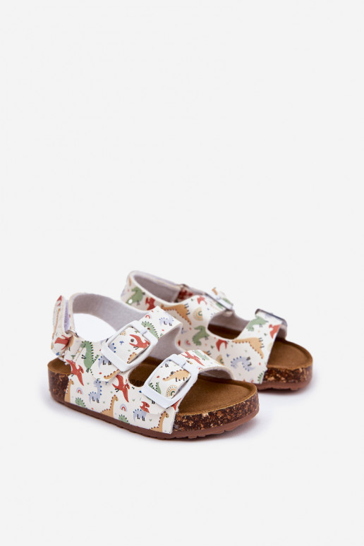 Vaikiškos basutės Ant kamštinio pado su sagtimis Dinozaurasai įvairių spalvų Thessa Vaikiškos basutės Ant kamštinio pado su sagtimis Dinozaurasai įvairių spalvų Thessa