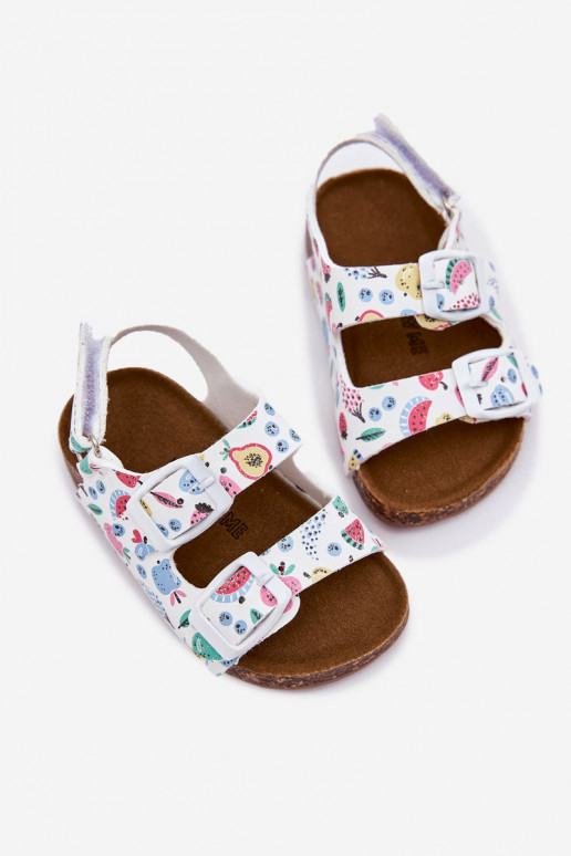 Vaikiškos basutės Ant kamštinio pado su sagtimis OĮoce baltos spalvos Thessa Vaikiškos basutės Ant kamštinio pado su sagtimis OĮoce baltos spalvos Thessa