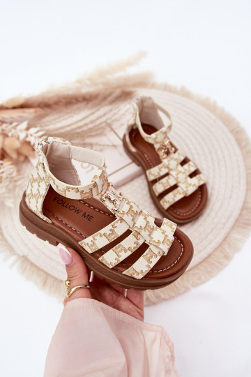 Vaikiški sandalai Gladiator Ze aukso spalvosm Detalem smėlio spalvos Vesira