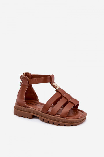 Vaikiški sandalai Gladiator Ze aukso spalvosm Detalem rudos spalvos Vesira 2