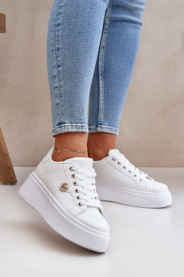 Eko Oda Sneakers modelio batai su platforma Ze aukso spalvosm Detalem baltos spalvos Zingie 2