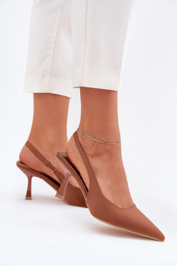 Moteriškos basutės su plonais kulniukais rudos spalvos Lunira