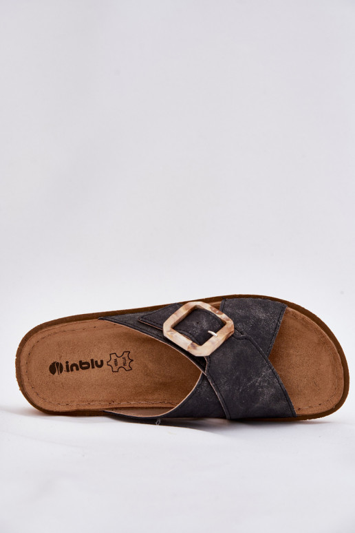 Moteriškos šlepetės su sagtimis Inblu ED000025 juodos spalvos