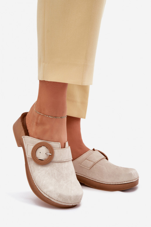 Šlepetės Klumpės Moteriškas su sagtimis Inblu TF000001 smėlio spalvos