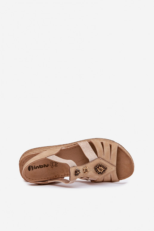 Moteriškos basutės Ant platformos su gražiomis detalėmis Inblu RV000015 smėlio spalvos Moteriškos basutės Ant platformos su gražiomis detalėmis Inblu RV000015 smėlio spalvos