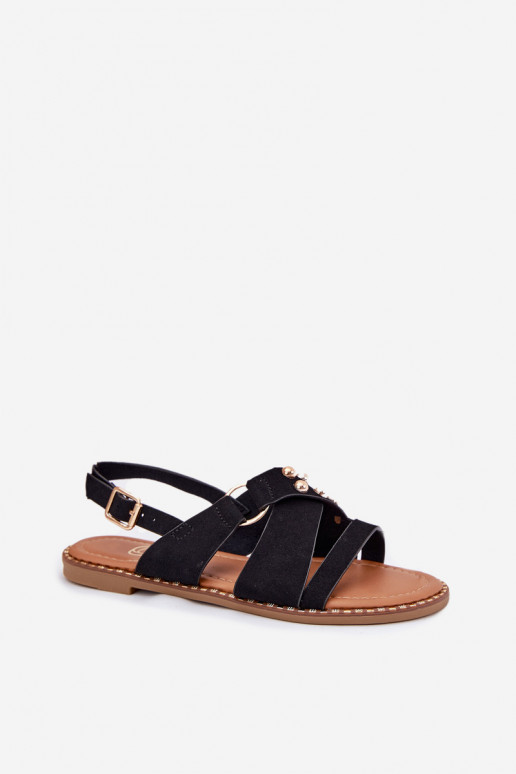 Moteriškos basutės su plačiais kulniukais Ze aukso spalvosmi Smeigės juodos spalvos Zanira Moteriškos basutės su plačiais kulniukais Ze aukso spalvosmi Smeigės juodos spalvos Zanira