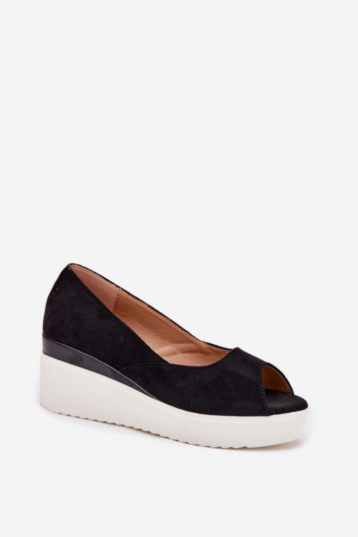 Moteriškos basutės Ant platformos Z iš eko zomšosu juodos spalvos Velira Moteriškos basutės Ant platformos Z iš eko zomšosu juodos spalvos Velira