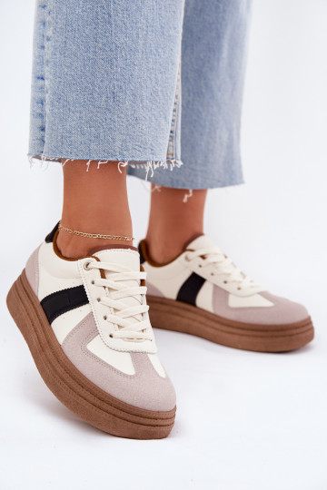 Sneakers modelio batai Moteriškas su platforma smėlio spalvos Dovina