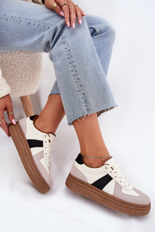 Sneakers modelio batai Moteriškas su platforma smėlio spalvos Dovina
