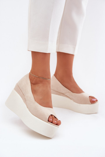 Moteriškos basutės Ant platformos ir platforma dramblio kaulo spalvos Felyra