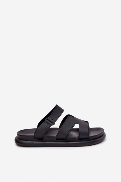 Guminės Moteriškos šlepetės su dirželiais juodos spalvos Tavirae Guminės Moteriškos šlepetės su dirželiais juodos spalvos Tavirae