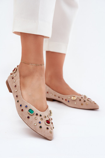 Balerinos Moteriškas Dekoruotos Kryształkami smėlio spalvos Valena