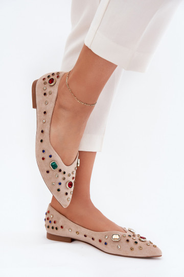 Balerinos Moteriškas Dekoruotos Kryształkami smėlio spalvos Valena 2