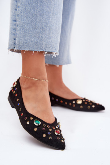 Balerinos Moteriškas Dekoruotos Kryształkami juodos spalvos Valena