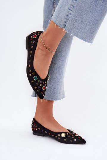 Balerinos Moteriškas Dekoruotos Kryształkami juodos spalvos Valena 2