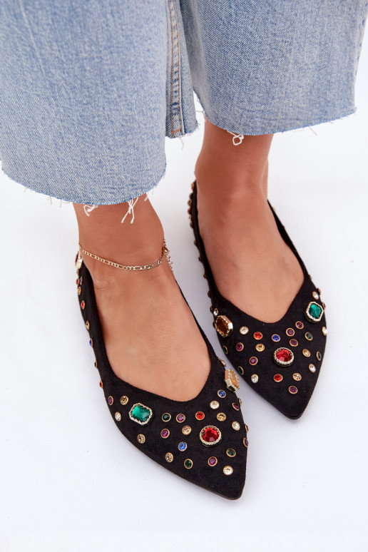 Balerinos Moteriškas Dekoruotos Kryształkami juodos spalvos Valena