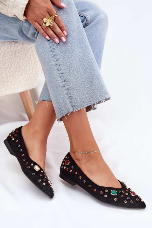 Balerinos Moteriškas Dekoruotos Kryształkami juodos spalvos Valena