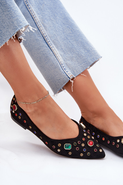 Balerinos Moteriškas Dekoruotos Kryształkami juodos spalvos Valena