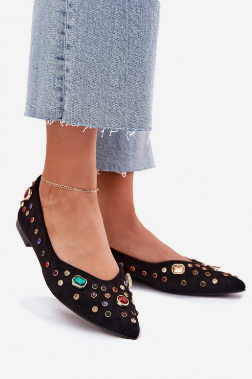 Balerinos Moteriškas Dekoruotos Kryształkami juodos spalvos Valena