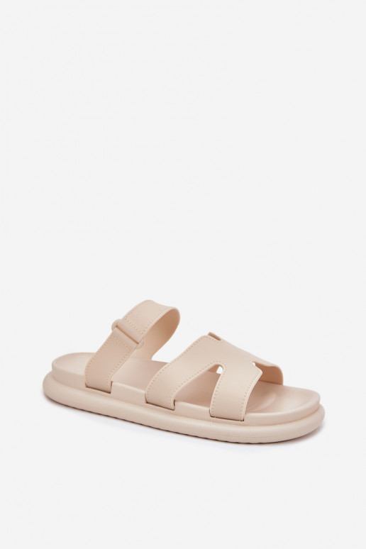 Guminės Moteriškos šlepetės su dirželiais smėlio spalvos Tavirae