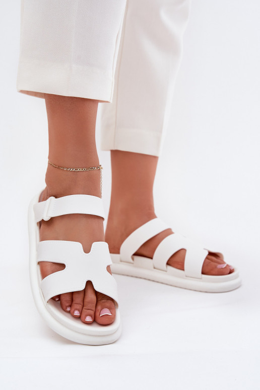 Guminės Moteriškos šlepetės su dirželiais baltos spalvos Tavirae