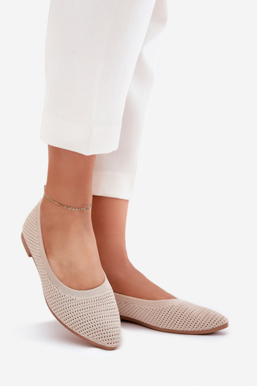 Tinklelis Medžiaginės balerinos Moteriškas smėlio spalvos Sarina