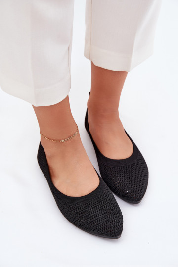 Tinklelis Medžiaginės balerinos Moteriškas juodos spalvos Sarina
