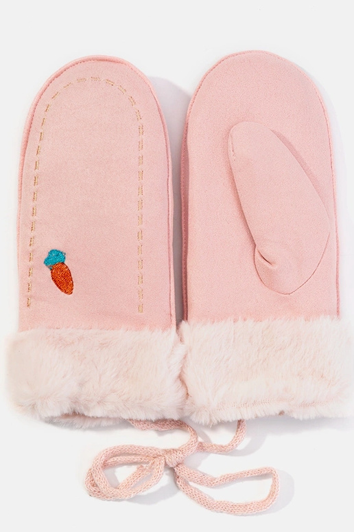 Morkų rožinės vaikiškos pirštinės Morkų rožinės vaikiškos pirštinės