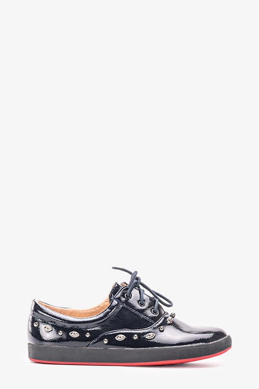 Mikaela tamsiai mėlyni lakinės odos...