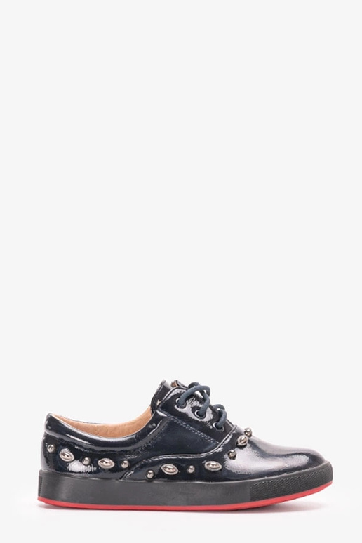 Tamsiai mėlynos spalvos lakinės odos...