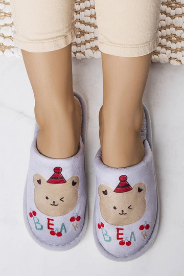 Pilkos minkštos Bear šlepetės 2