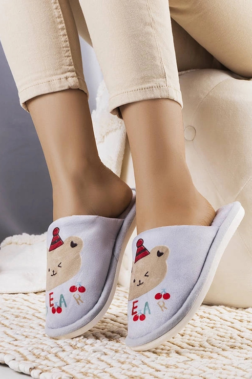 Pilkos minkštos Bear šlepetės