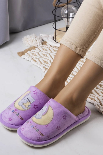 Vaivorykštės mėnulio minkštos violetinės šlepetės