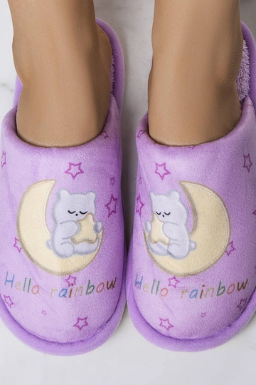 Vaivorykštės mėnulio minkštos violetinės šlepetės 2