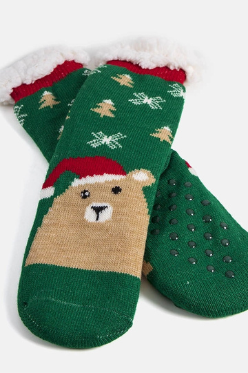 Žalios šiltos kojinės su Teddy Bear Challi 2