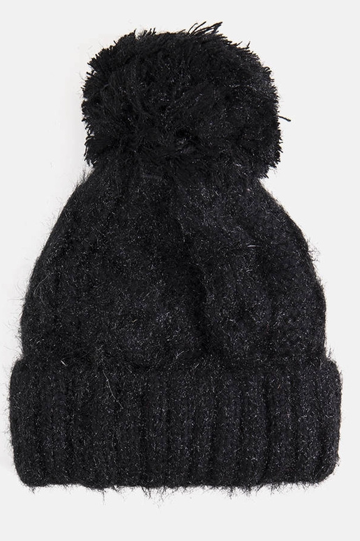 Karloti Black Pompom Hat