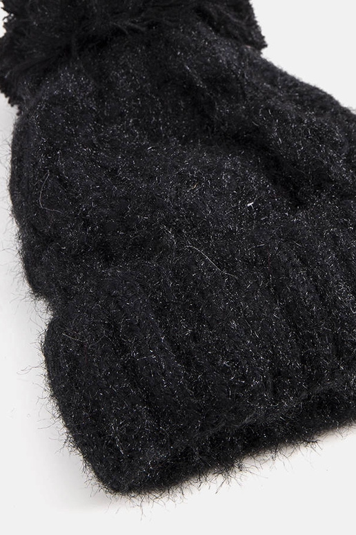 Karloti Black Pompom Hat