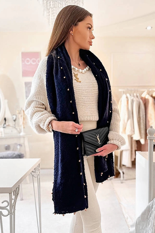 Tamsiai mėlyna skara su aukso... Tamsiai mėlyna skara su aukso...