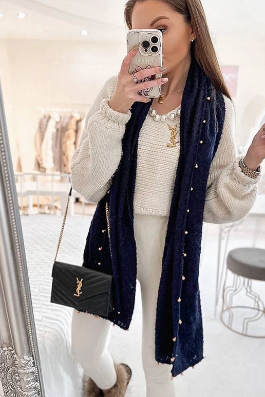 Tamsiai mėlyna skara su aukso... Tamsiai mėlyna skara su aukso...