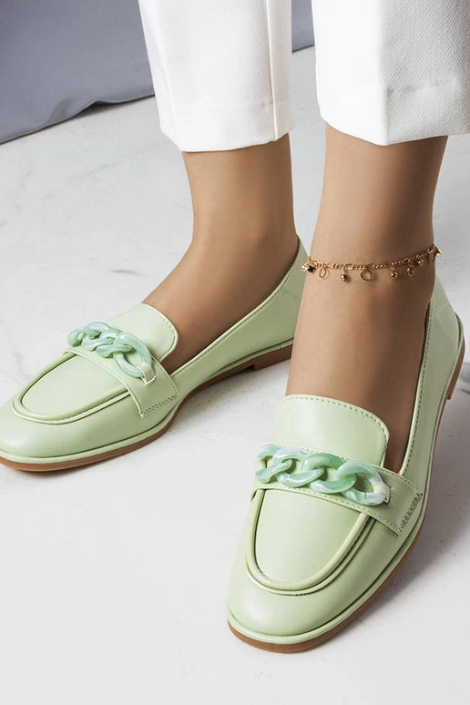 Green Bobbie grandinės loafers