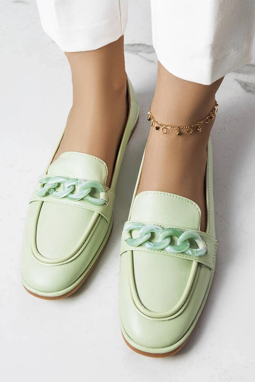 Green Bobbie grandinės loafers