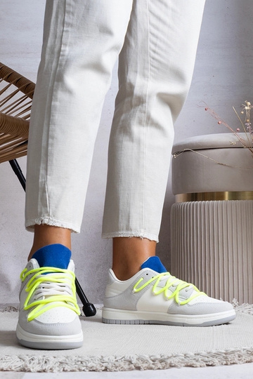 Pilki moteriški sportbačiai su neoniniais raišteliais Arcobaleno 2