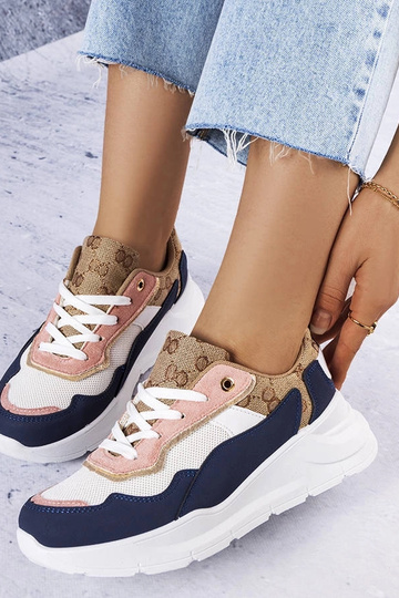 Tamsiai mėlyni sportbačiai su auksiniais intarpais Lebrun 2