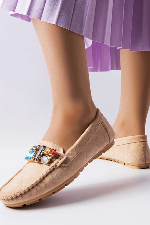 Smėlio spalvos mokasinai su odiniu...